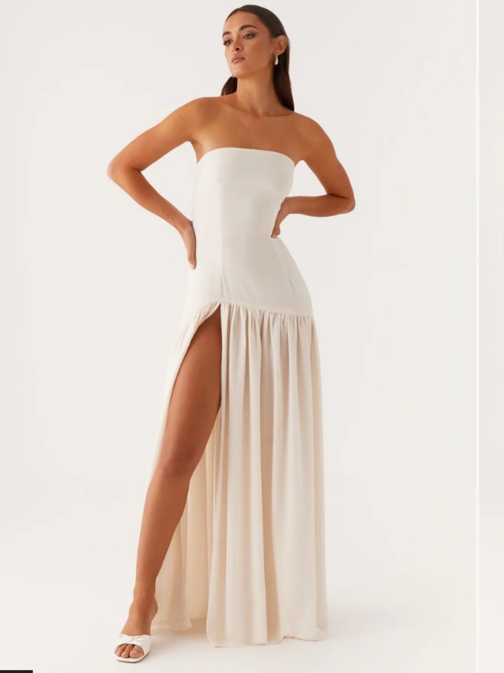 NWT Peppermayo Eden Strapless Maxi Dress Ivory - Picture 3 of 6